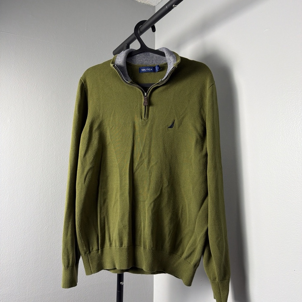 Nautica Men's Green Zip-Up Sweater